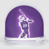 Personalized Baseball Player neon glow effect Sneeuwbol (Achterkant)