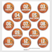 personalized basketball stickers for 13 boys girls (Feuille)