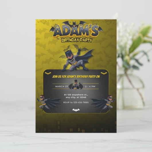 Personalized Batman Birthday Invitation  (Debout devant)