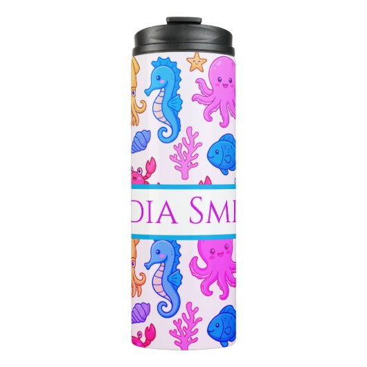 Personalized Beachy drink tumbler Thermosbeker (Voorkant)