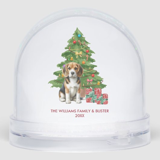 Personalized Beagle Dog Christmas Sneeuwbol (Achterkant)