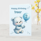 Personalized Bear Childs Birthday Card Kaart (Gele Bloem)
