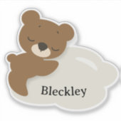 Personalized Bear on Cloud Sticker / Label (Devant)