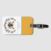 Personalized Bee Floral Laurel Bagagelabel (Voorkant (horizontaal))