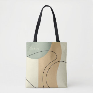 Personalized Beige Abstract Totebag Draagtas
