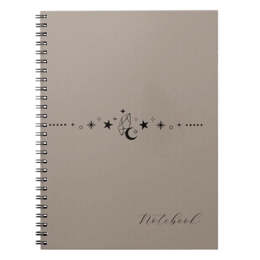 Personalized Beige Celestial Spiral Notebook Notitieboek (Voorkant)