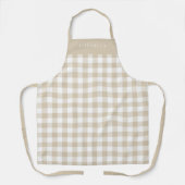 Personalized Beige Gingham Check Pattern Schort (Voorkant)