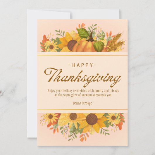 Personalized Beige Simple Thanksgiving Feestdagenkaart (Voorkant)
