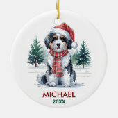 Personalized Bernedoodle Dog Christmas Keramisch Ornament (Achterkant)