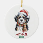 Personalized Bernedoodle Dog Christmas Keramisch Ornament (Voorkant)