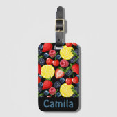 Personalized Berries & Citrus Pattern  Bagagelabel (Voorkant (verticaal))