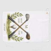 Personalized Best Dad By Par Monogram Golfhanddoek (Horizontaal)