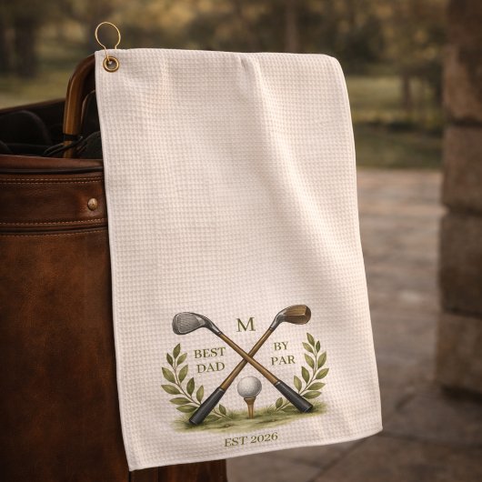 Personalized Best Dad By Par Monogram Golfhanddoek