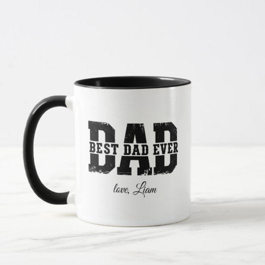 Personalized Best Dad Ever Photo Collage Black Mug Mok (Links)
