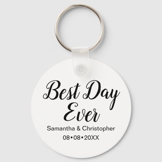 Personalized Best Day Ever Wedding Sleutelhanger (Voorkant)