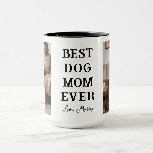 Personalized Best Dog Mom 2 Photo | Mother’s Day Mok (Midden)