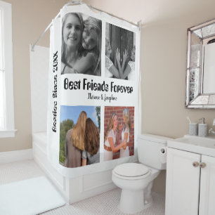 Personalized Best friends forever 4 foto collage Douchegordijn