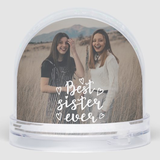 Personalized Best Sister Ever Modern Script Photo Sneeuwbol (Achterkant)