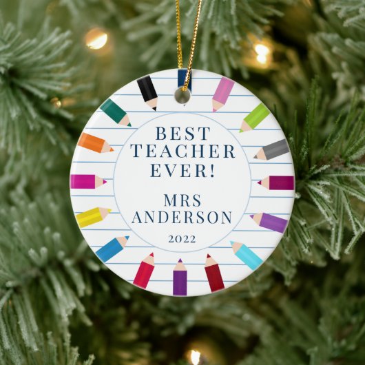 Personalized Best Teacher Christmas Ornament (Boom)