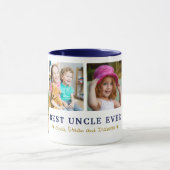 Personalized Best Uncle Ever 4 Photo Blue Gold Mok (Midden)