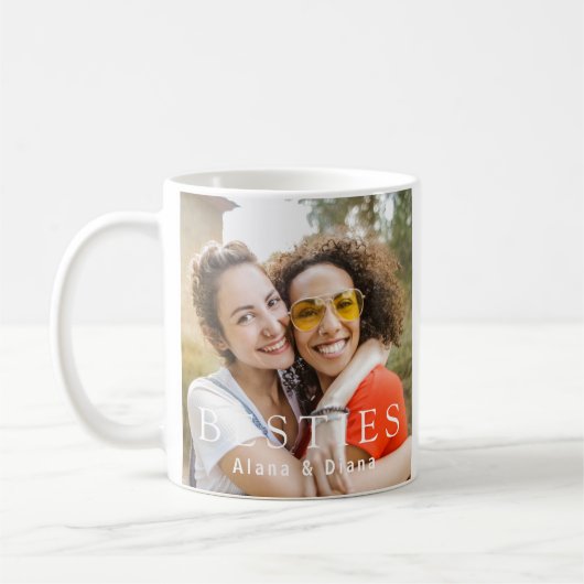 Personalized Besties Mug with Names and Photo (Gauche)