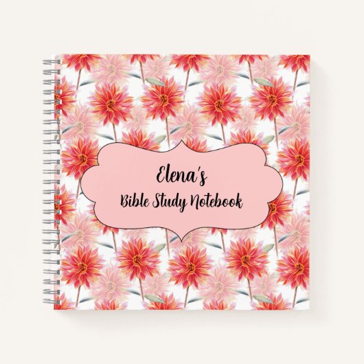 Personalized Bible Study Notebook with Watercolor Notitieboek (Voorkant)