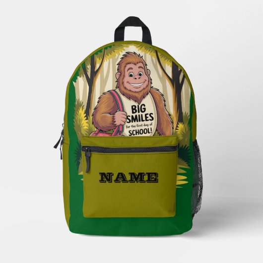 Personalized Bigfoot Big Smiles School Bedrukte Rugzak (Voorkant)