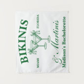 Personalized Bikinis & Martinis Bachelorette Party Wandkleed (Voorkant)