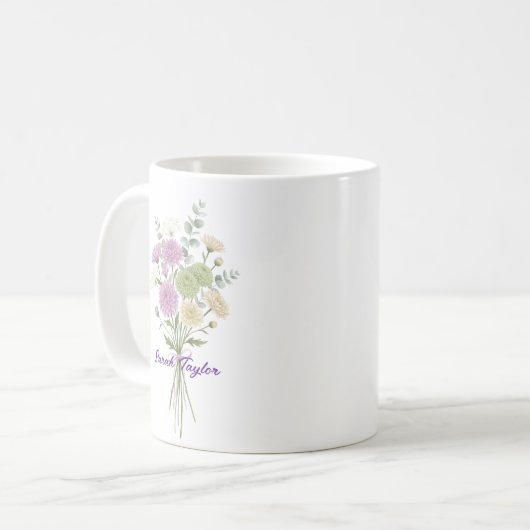Personalized Birth Flower Chrysanthemum Custom Koffiemok (Voorkant links)