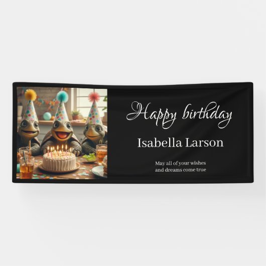 Personalized birthday banner with turtles (Horizontaal)