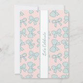 Personalized Birthday Blue Bow Sweet Invitation Kaart (Achterkant)