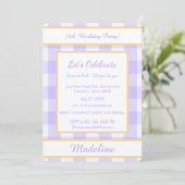 Personalized Birthday Gingham Purple Invitation Kaart (Staand voorkant)