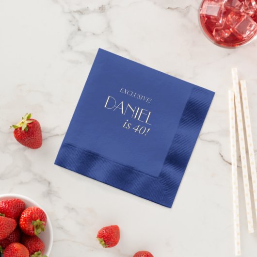 Personalized Birthday Modern Foil Stamped Napkins (Insitu (Fraise))