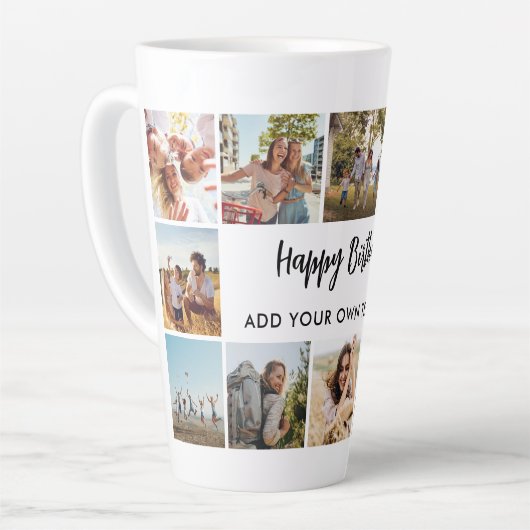 Personalized Birthday Photo Collage Mug Latte Mok (Linkerhoek)