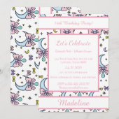 Personalized Birthday Pink Bow Sweet Invitation (Devant / Derrière)