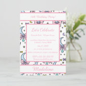 Personalized Birthday Pink Bow Sweet Invitation (Debout devant)