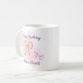 Personalized Birthday Pink Coquette Bow Mug (Devant gauche)