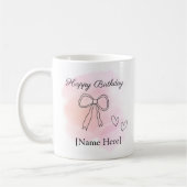 Personalized Birthday Pink Coquette Bow Mug (Gauche)