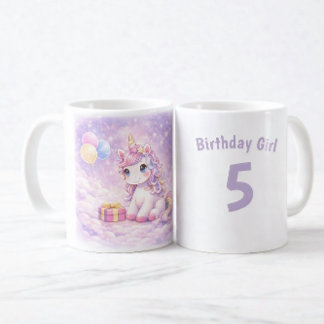Personalized Birthday Unicorn Girl Mug Koffiemok