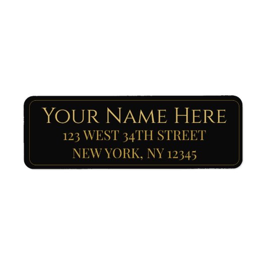 Personalized Black and Gold Name and Address on Etiket (Voorkant)