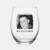 Personalized black and white photo and text wijnglas zonder voet (Voorkant)