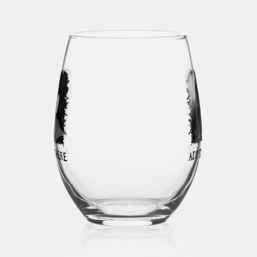 Personalized black and white photo and text wijnglas zonder voet (Links)