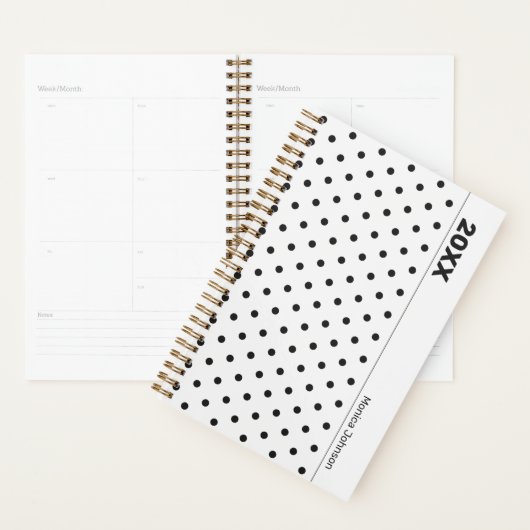 Personalized Black and White Polka Dot Planner (Devant avec enveloppe)
