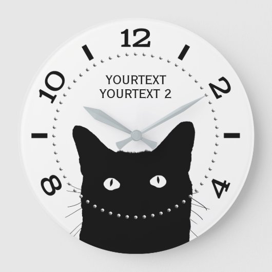 Personalized Black Cat Dial Grote Klok (Voorkant)