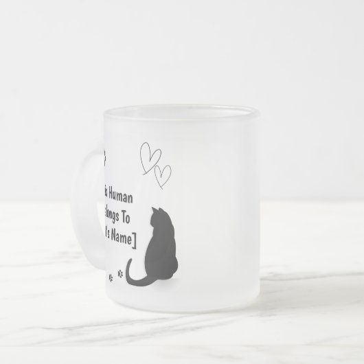 Personalized Black Cat Frosted Glass Mug (Devant gauche)