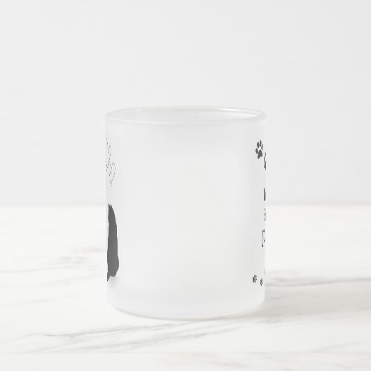 Personalized Black Cat Frosted Glass Mug (Centre)