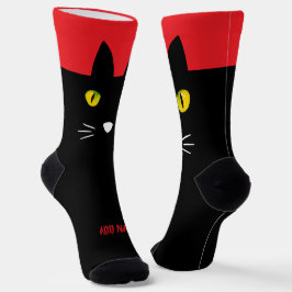 Personalized Black Cat Socks - Cats Custom Gift Sokken