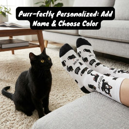 Personalized Black Cat Socks - Custom Cat Lover Gi Sokken