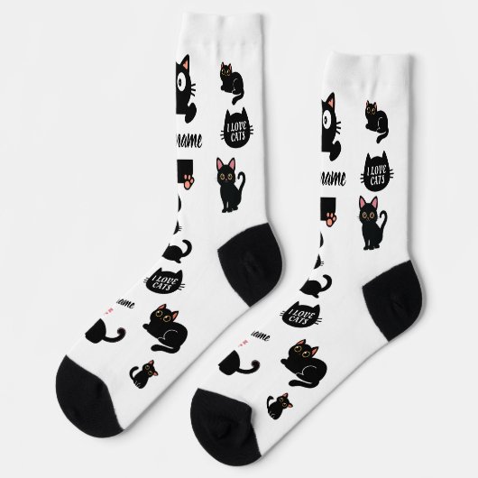 Personalized Black Cat Socks - Custom Cat Lover Gi Sokken (Links)
