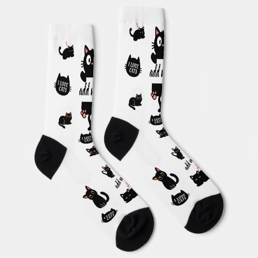 Personalized Black Cat Socks - Custom Cat Lover Gi Sokken (Rechts)